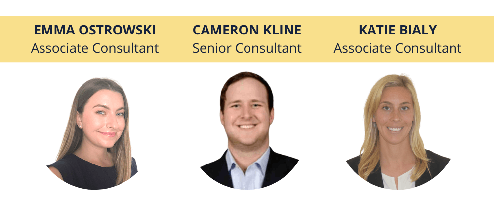Three BARR associates give advice: Emma Ostrowski, associate consultant, Cameron Kline, senior consultant, and Katie Bialy, associate consultant.